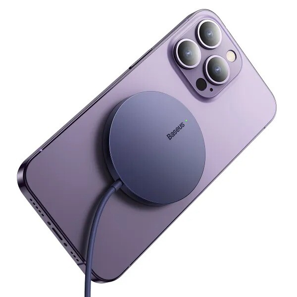 Бездротовий зарядний пристрій Baseus Simple Mini3 Magnetic Wireless Charger 15W Purple (CCJJ040205)
