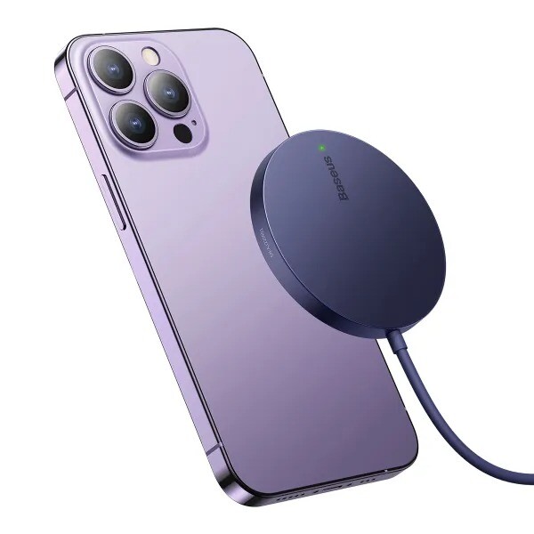 Бездротовий зарядний пристрій Baseus Simple Mini3 Magnetic Wireless Charger 15W Purple (CCJJ040205)