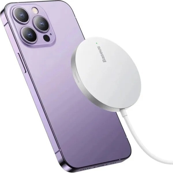 Бездротовий зарядний пристрій Baseus Simple Mini3 Magnetic Wireless Charger 15W Silver (CCJJ040012)