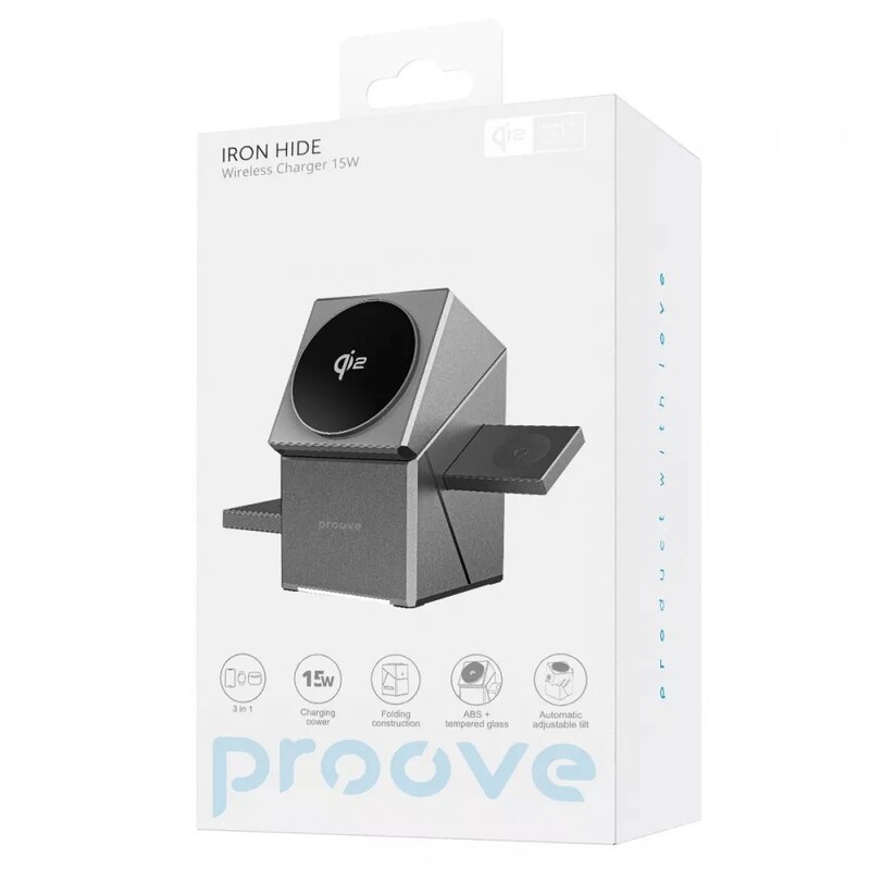 Бездротовий зарядний пристрій Proove Iron Hide 3in1 15W Gray (WSIH15000003)