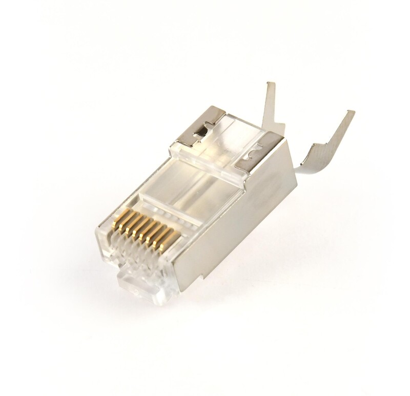 Коннектор RJ 45 Cablexpert (LC-PTF7-01/50) 8P8C, Cat.7, FTP, з наскрізними отворами, позолочені контакти (50 шт/уп)