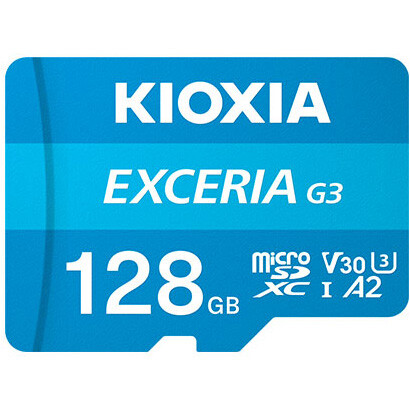 Карта пам`яті MicroSDXC 128GB UHS-1 U3 Class 10 Kioxia Exceria G3 V30 + SD-адаптер (LMEX3L128GG2)