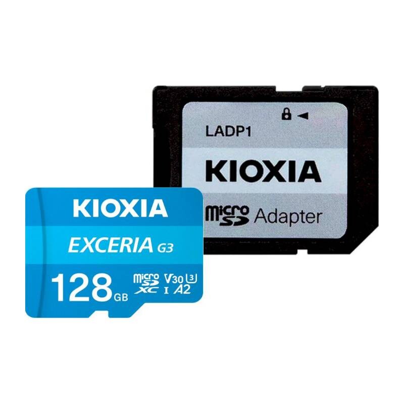 Карта пам`яті MicroSDXC 128GB UHS-1 U3 Class 10 Kioxia Exceria G3 V30 + SD-адаптер (LMEX3L128GG2)