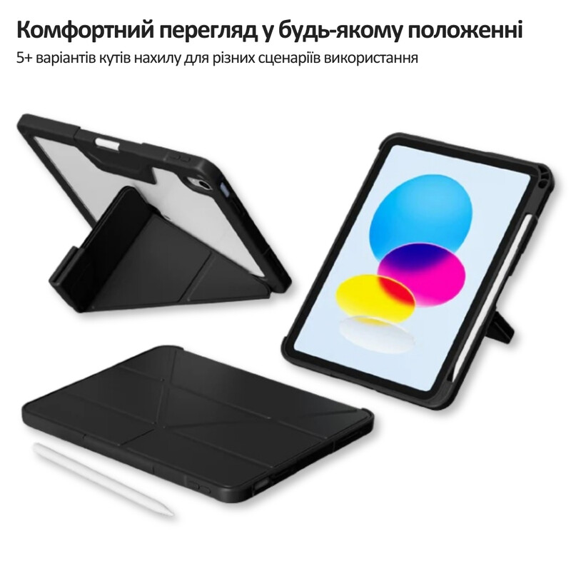 Чехол-книжка BeCover Rugged Origami Transparent с креплением Apple Pencil для Apple iPad Air 11" M2/M3 (2024/2025) Black (714968)