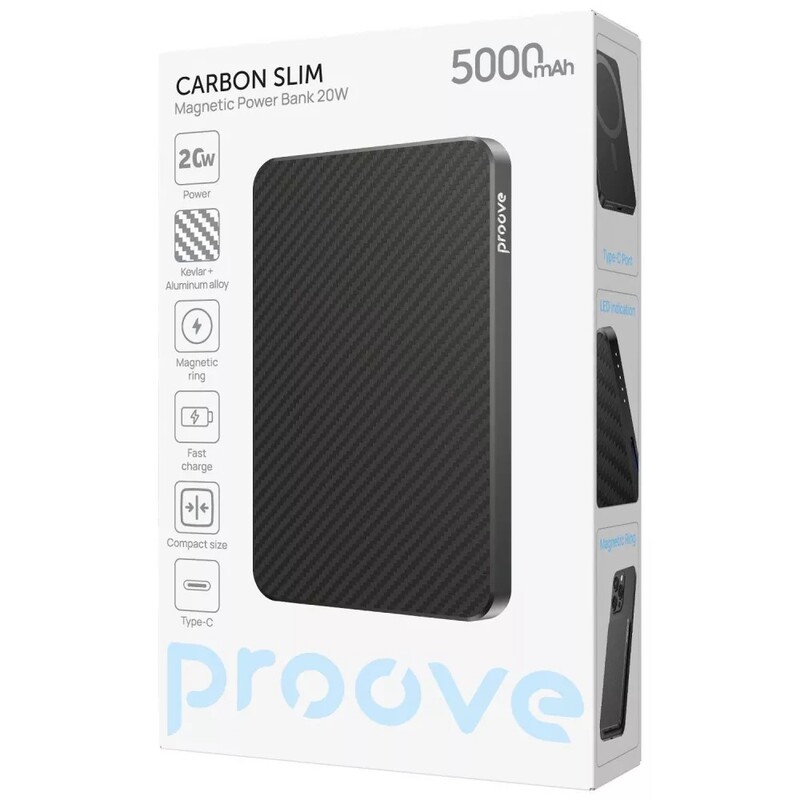 Универсальная мобильная батарея Proove Carbon Slim 20W 5000mAh Black (PBCS20010001)
