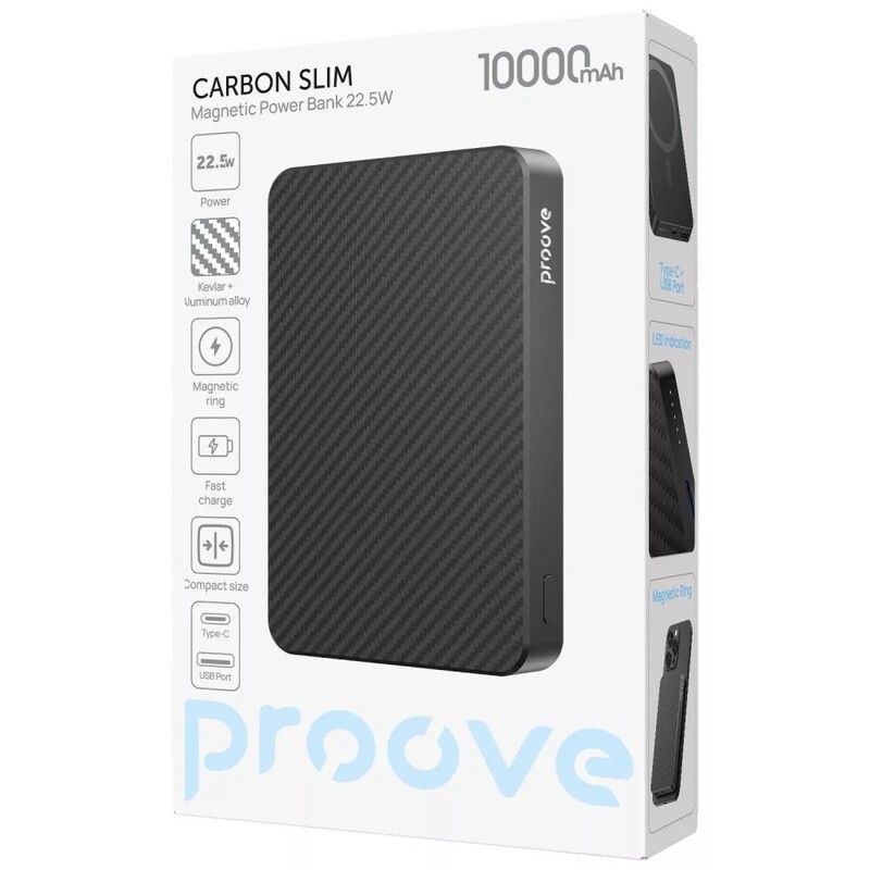Универсальная мобильная батарея Proove Carbon Slim 22.5W 10000mAh Black (PBCS22110001)