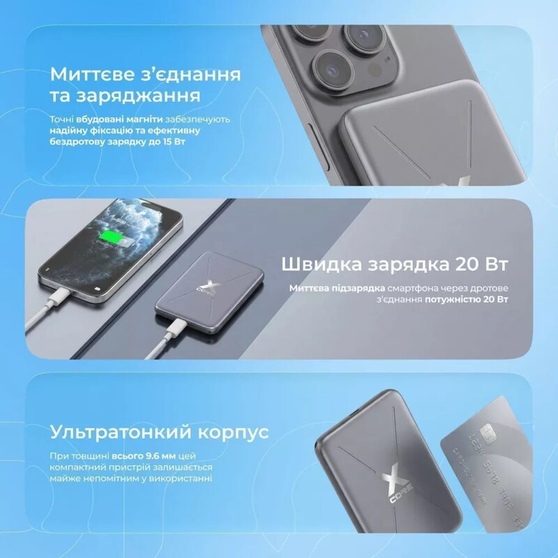 Универсальная мобильная батарея Proove X-Core 20W 5000mAh Gray (PNXC20010003)