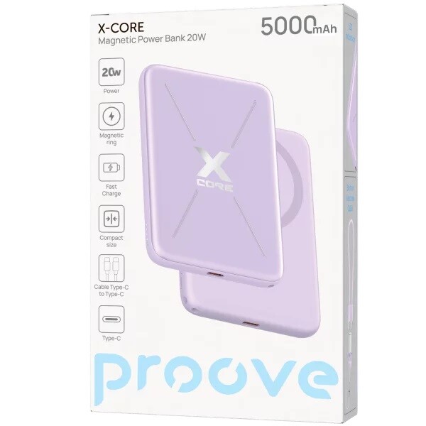 Универсальная мобильная батарея Proove X-Core 20W 5000mAh Purple (PNXC20010009)