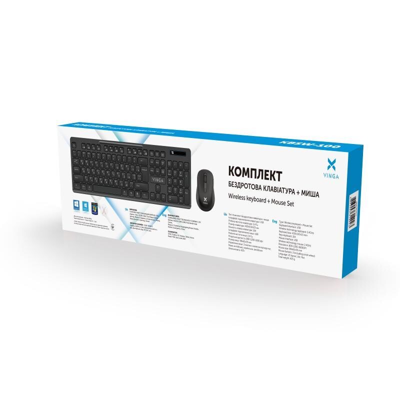 Комплект (клавиатура+мышь) беспроводной Vinga KBSW-100 Black