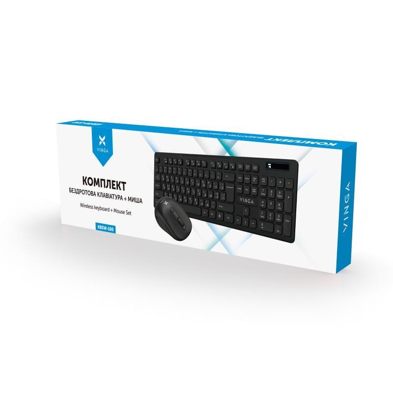 Комплект (клавиатура+мышь) беспроводной Vinga KBSW-100 Black