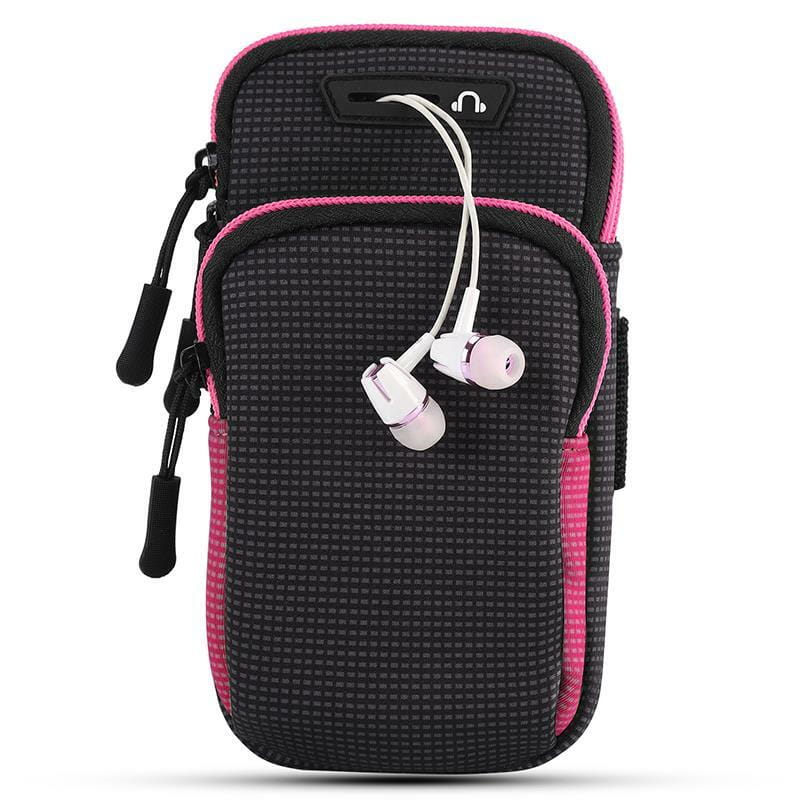 Спортивный чехол на руку BeCover BC0011 6.5" Black/Pink (705345) + органайзер для наушников