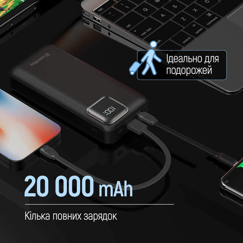 Универсальная мобильная батарея ColorWay Optimal Power 20000mAh Black (CW-PB200LPB5BK-PDD)