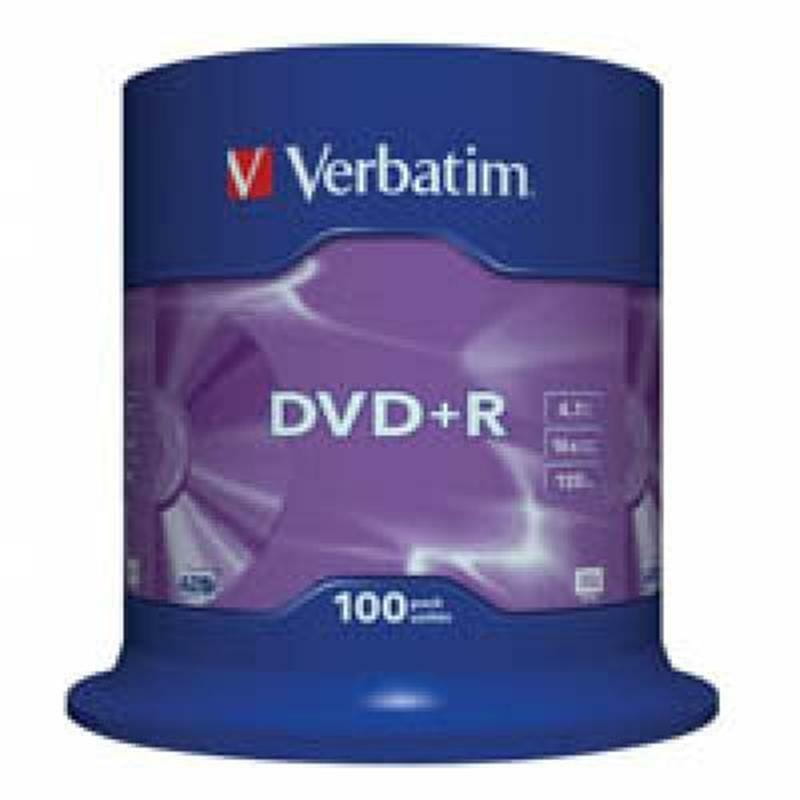 DVD+R Verbatim (43551) 4.7GB, 16x, Cake Box, 100шт