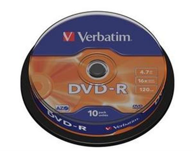 Диски DVD-R Verbatim (43523) 4.7GB 16x Cake, 10шт