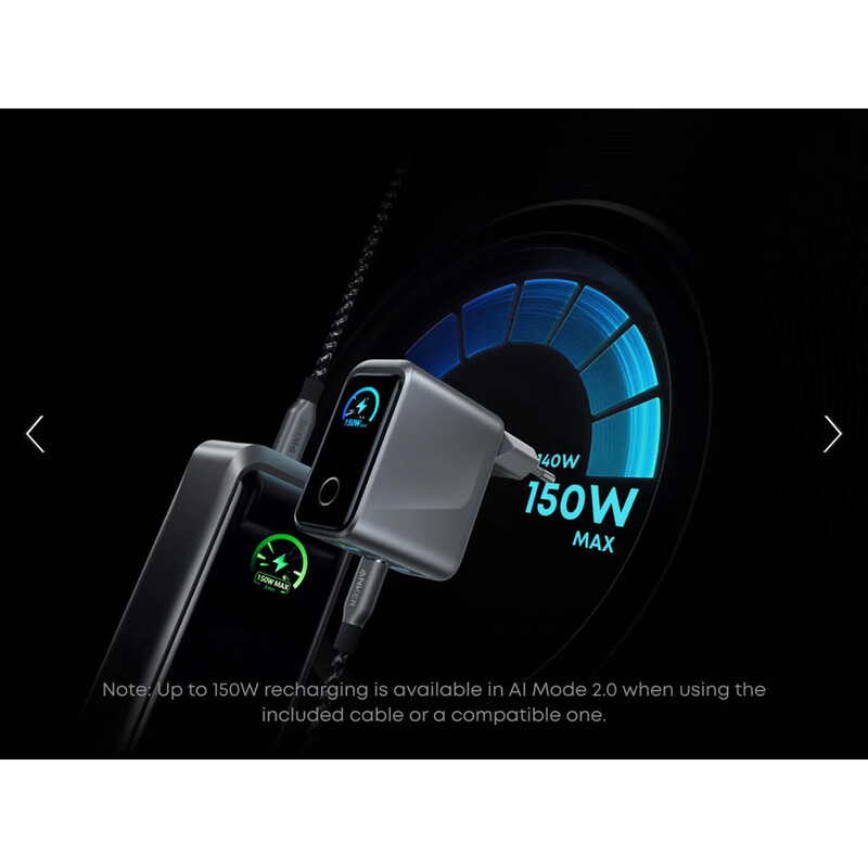 Сетевое зарядное устройство Anker GaN Prime Charger 160W, 3xUSB-C, Display Silver (A2687341)