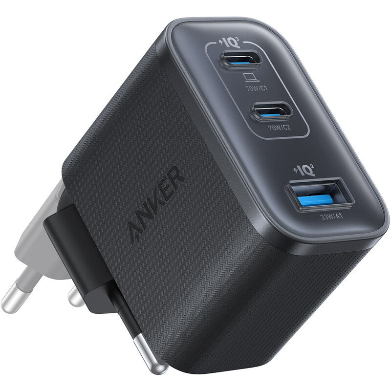 Мережевий зарядний пристрій Anker Charger 70W, 2xUSB-C, 1xUSB-A, Black (A121AL11)