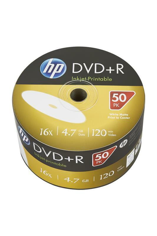 Диски DVD+R HP (69304 /DRE00070WIP-3) 4.7GB 16x IJ Print, без шпинделя, 50 шт