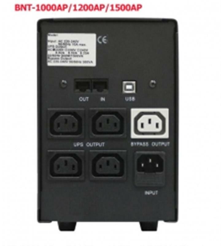 Джерело безперебійного живлення Powercom 1200VA/720W, Lin.int, AVR, 5 x IEC, USB, RJ-45 (BNT-1200AP)