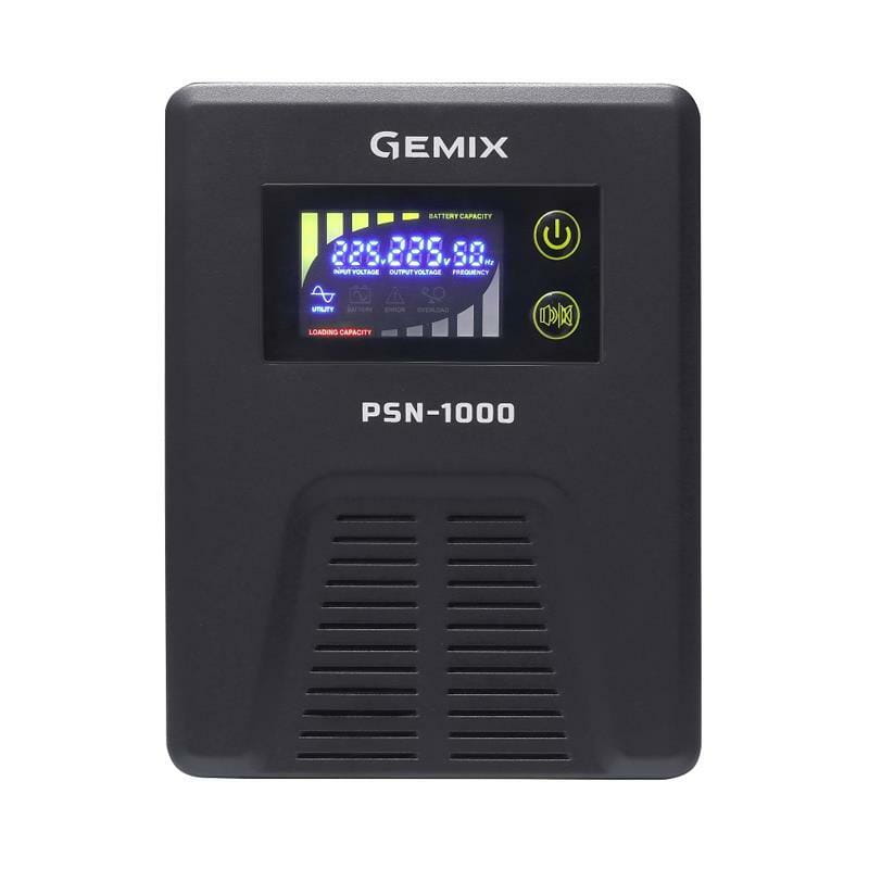 ИБП Gemix PSN-1000 (PSN1000VA), Lin.int., LCD, 2хEURO, металл