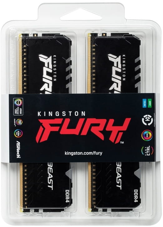Модуль пам`ятi DDR4 2x32GB/3200 Kingston Fury Beast RGB (KF432C16BBAK2/64)