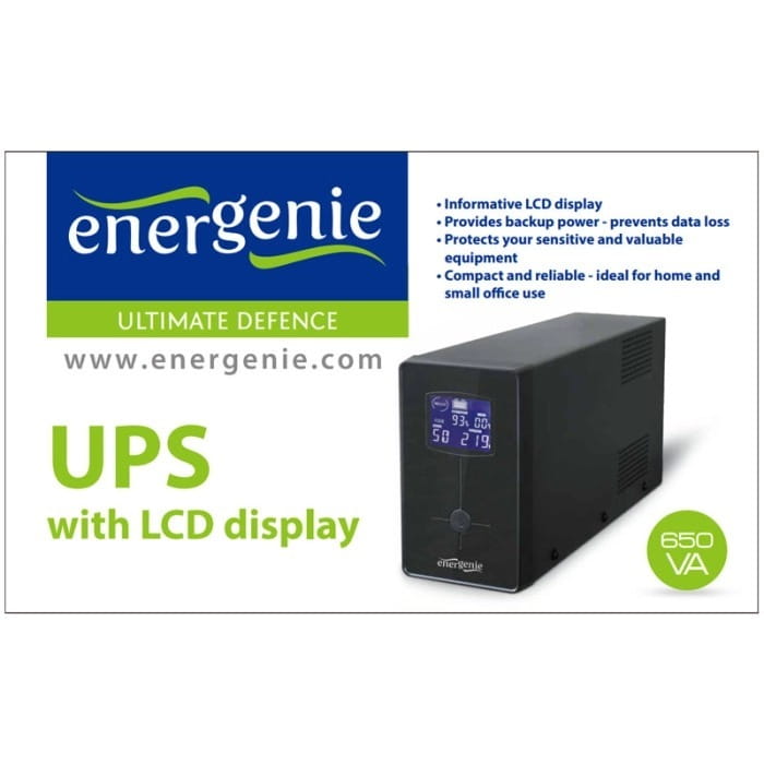 ИБП EnerGenie EG-UPS-031 650VA, Line Int., AVR, 2xIEC+1xSchuko, LCD