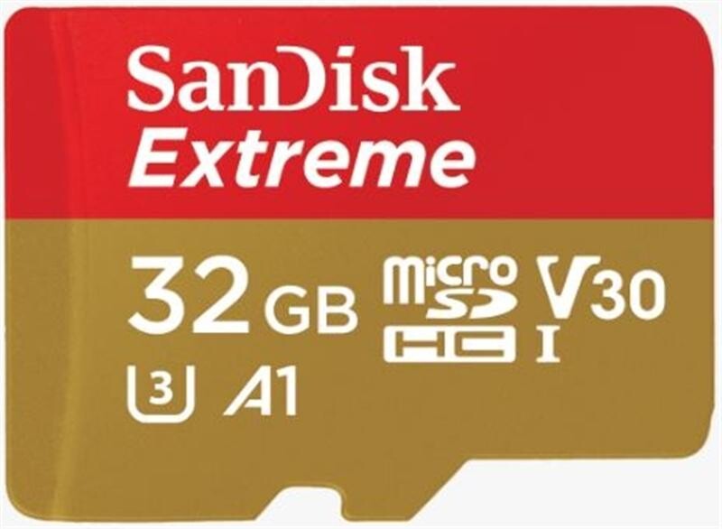 Карта памяти MicroSDHC  32GB UHS-I/U3 Class 10 SanDisk Extreme A1 R100/W60MB/s + SD-adapter (SDSQXAF-032G-GN6AA)