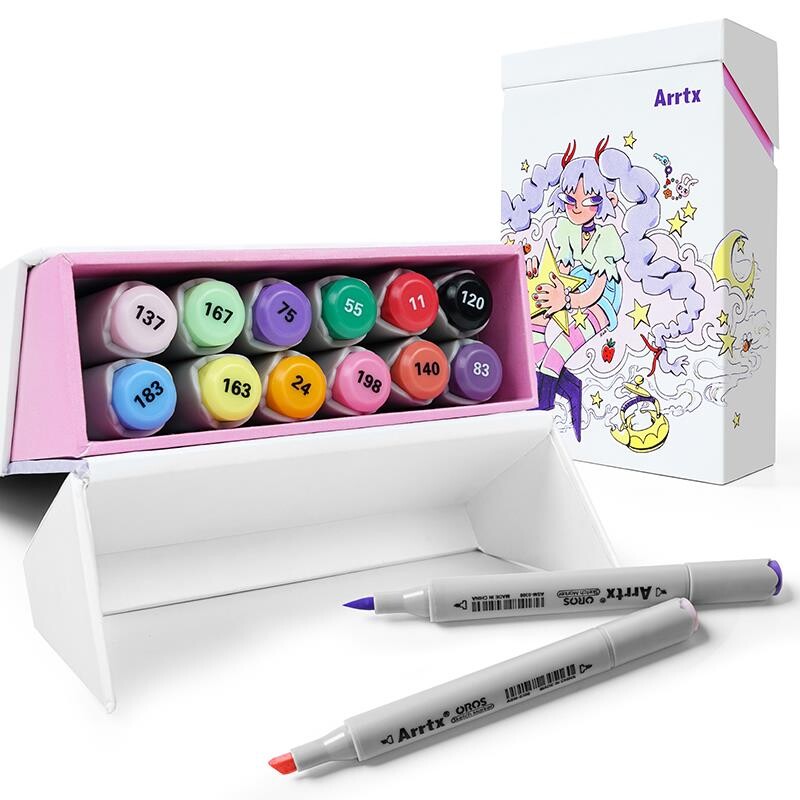 Спиртовые маркеры Arrtx Oros ASM-03-ACS1-02 12 цветов (LC302789)