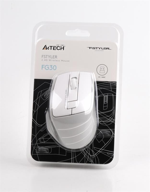 Миша бездротова A4Tech FG30 Grey/White
