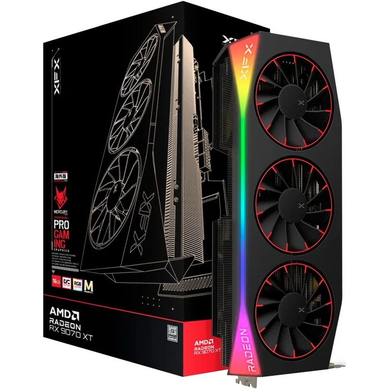 Відеокарта AMD Radeon RX 9070 XT 16GB GDDR6 Mercury OC Magnetic Air Edition With RGB XFX (RX-97TMARGB9)