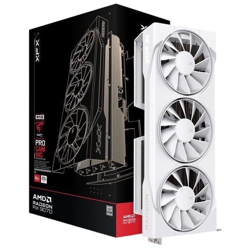 Видеокарта AMD Radeon RX 9070 16GB GDDR6 Swift OC Triple Fan Gaming Edition White XFX (RX-97SWFB3W9)