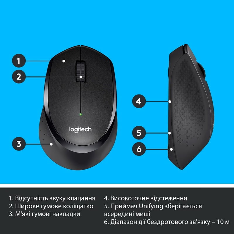 Мышь беспроводная Logitech M330 Silent Plus Black (910-004909)