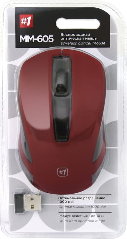 Мышь беспроводная Defender #1 MM-605 Red (52605)