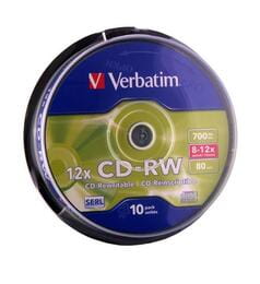 CD-RW Verbatim (43480) 700MB 12x Cake, 10шт