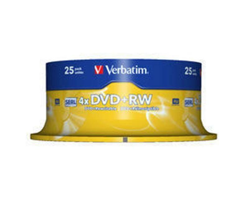 Диски DVD+RW Verbatim (43489) 4.7GB 4x Cake, 25шт Silver