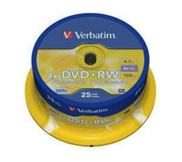 DVD+RW Verbatim (43489) 4.7GB 4x Cake, 25 шт Silver