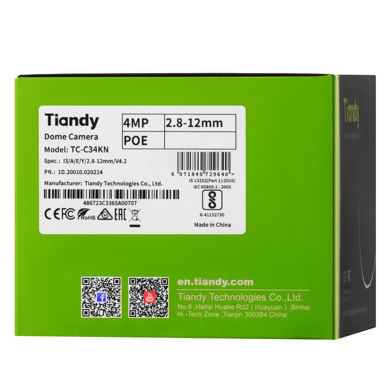 IP камера Tiandy TC-C34KN Spec:I3/A/E/Y/2.8-12mm/V4.2