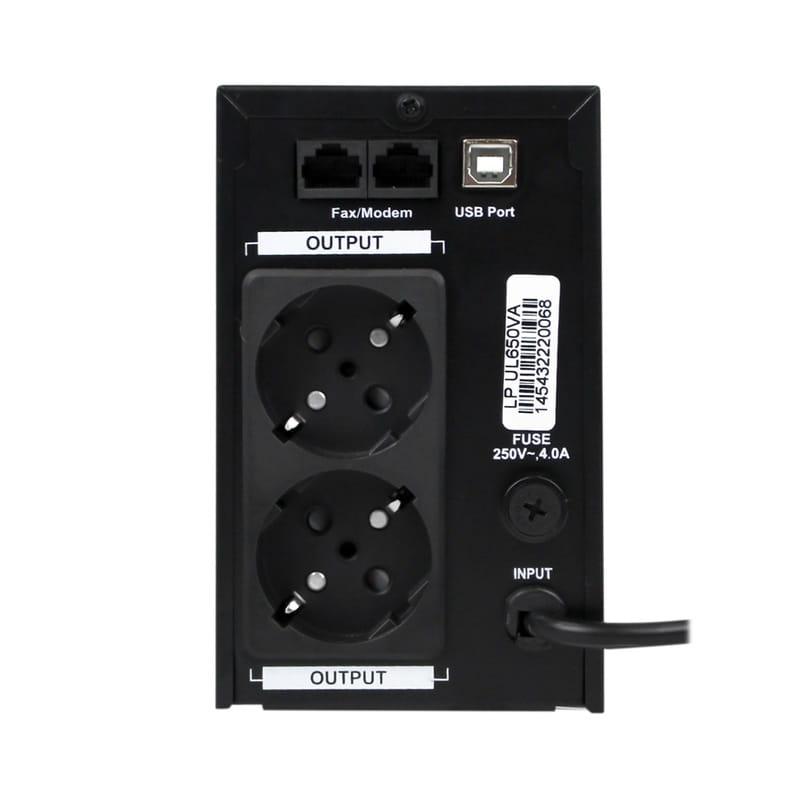 ИБП LogicPower UL650VA, Lin.int., AVR, 2 x евро, USB, LCD, металл
