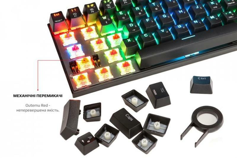 Клавіатура бездротова Motospeed CK62 Outemu Red Black (mtck62bmr)