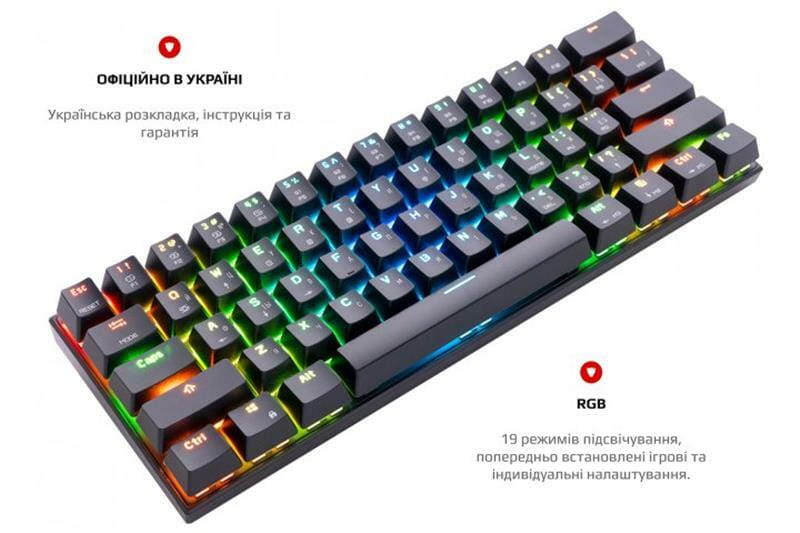 Клавіатура бездротова Motospeed CK62 Outemu Red Black (mtck62bmr)
