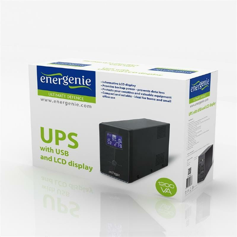 Джерело безперебійного живлення EnerGenie EG-UPS-033 1200VA LCD, USB, метал