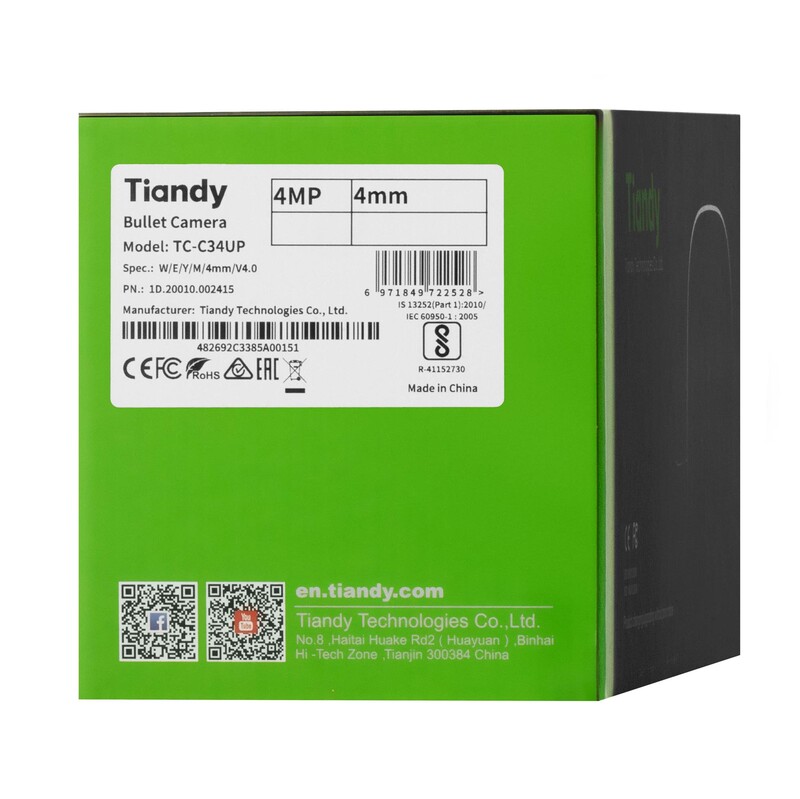 IP камера Tiandy TC-C34UP Spec:W/E/Y/M/4mm/V4.0