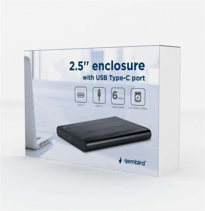 Внешний карман Gembird SATA HDD 2.5", USB 3.1, алюминий, Black (EE2-U3S-6)