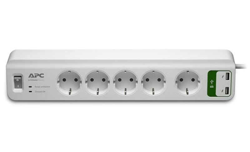 Мережевий фільтр APC Essential SurgeArrest White (PM5U-RS) 5 розеток + 2 USB, 1.83 м