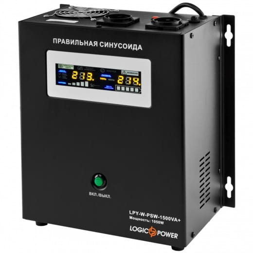 ИБП LogicPower LPY-W-PSW-1500VA+ (1050Вт)10A/15A, Lin.int., AVR, 2 x евро, металл