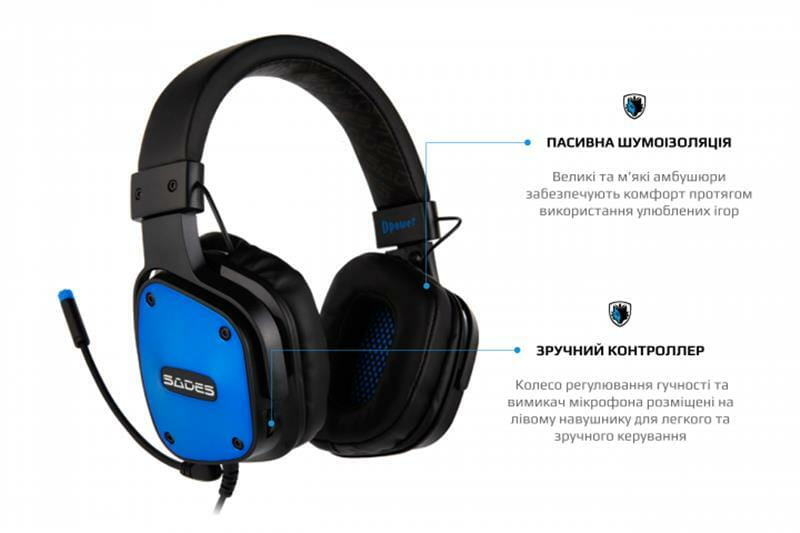 Гарнітура Sades SA-722 Dpower Black/Blue (sa722blj)