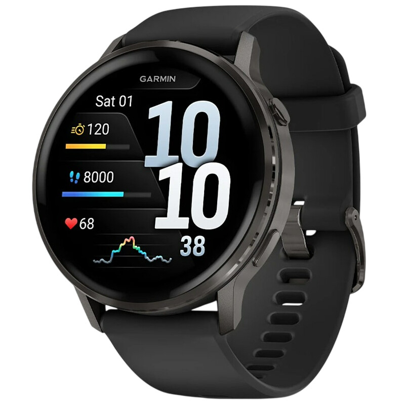 Смарт-годинник Garmin Venu 4 45mm Slate Bezel with Black Silicone Band (010-03014-00)
