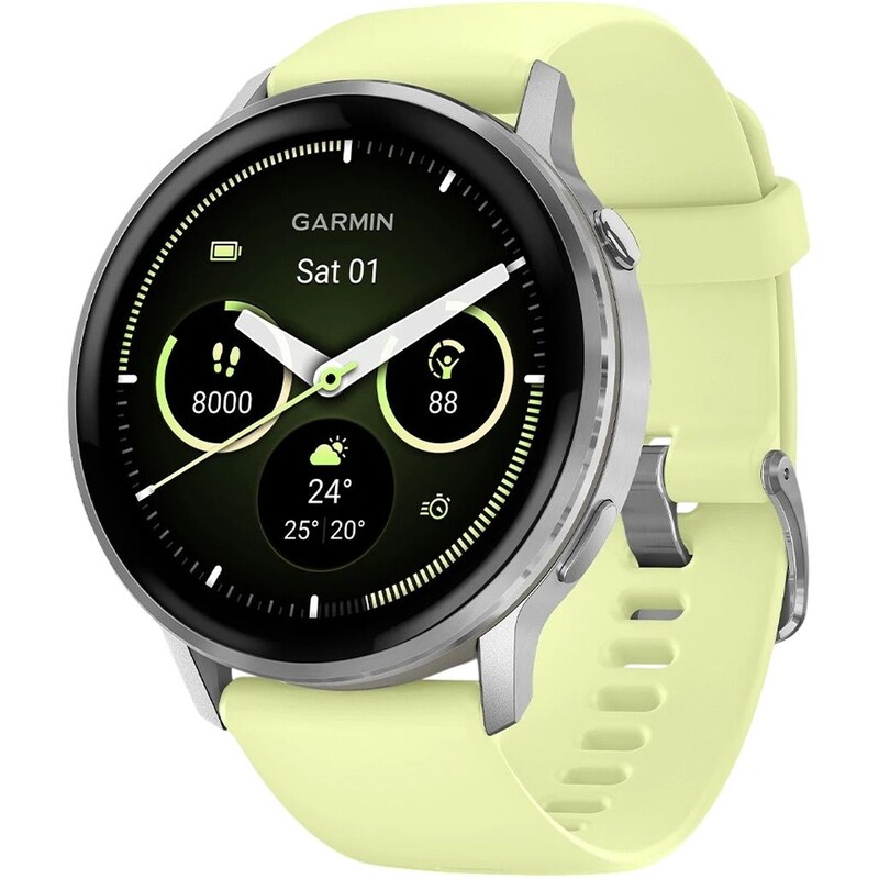 Смарт-годинник Garmin Venu 4 45mm Silver Bezel with Citron Silicone Band (010-03014-02)