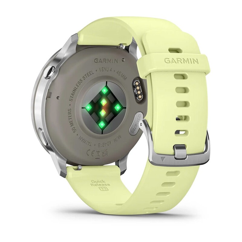Смарт-годинник Garmin Venu 4 45mm Silver Bezel with Citron Silicone Band (010-03014-02)