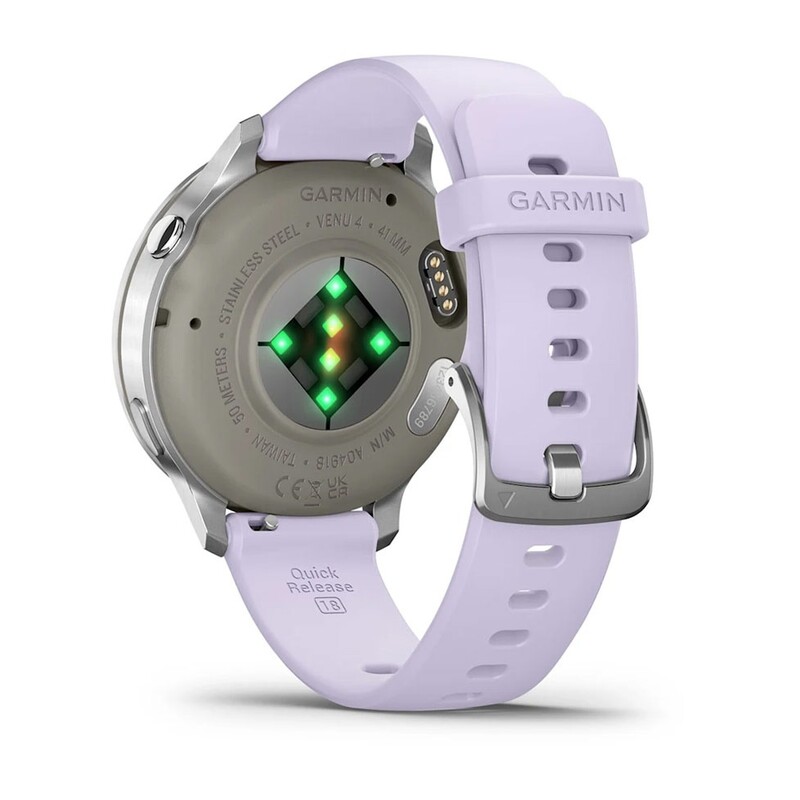 Смарт-годинник Garmin Venu 4 41mm Silver Bezel with Periwinkle Silicone Band (010-03013-01)