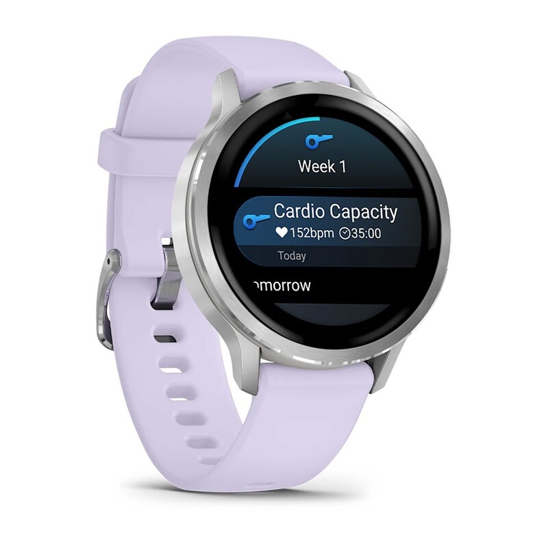 Смарт-годинник Garmin Venu 4 41mm Silver Bezel with Periwinkle Silicone Band (010-03013-01)